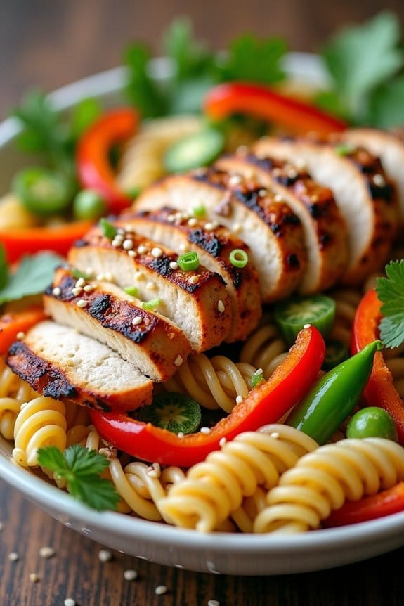 asian grilled chicken pasta salad
