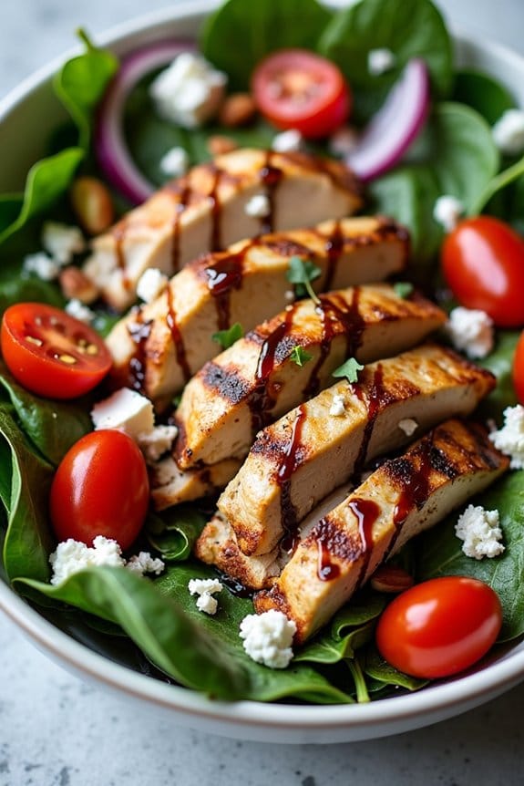 balsamic chicken spinach bowl