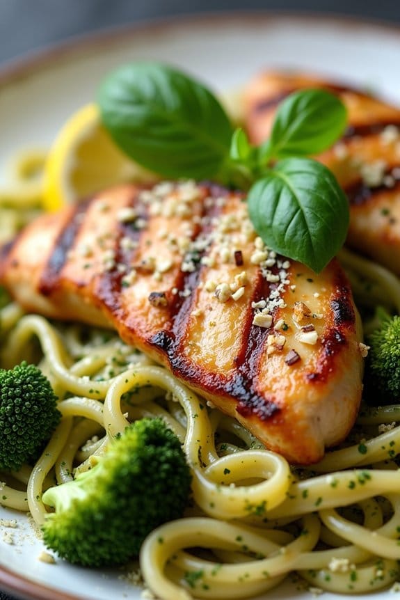 broccoli almond pesto chicken pasta