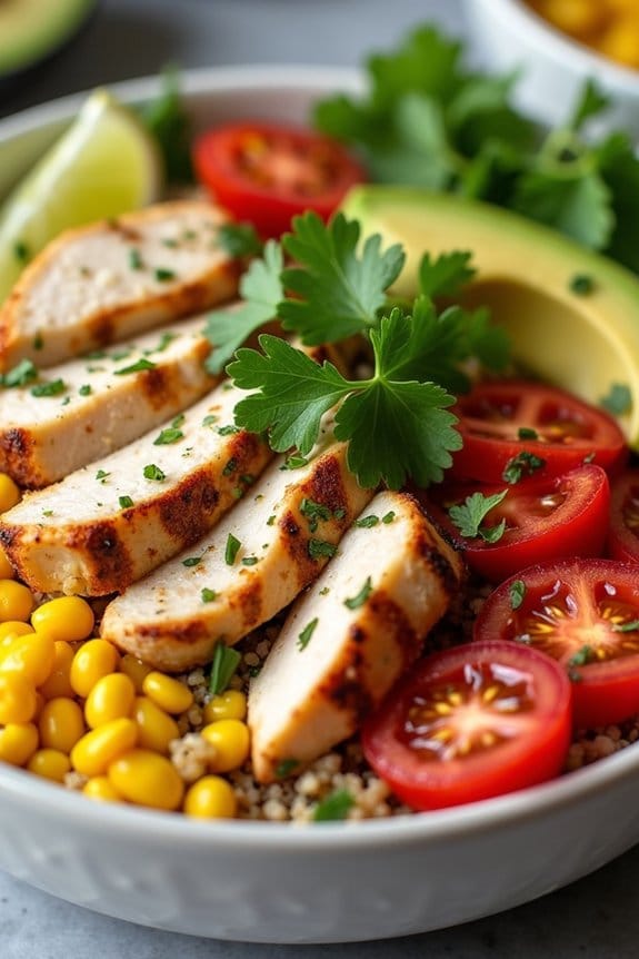cilantro lime chicken quinoa bowl