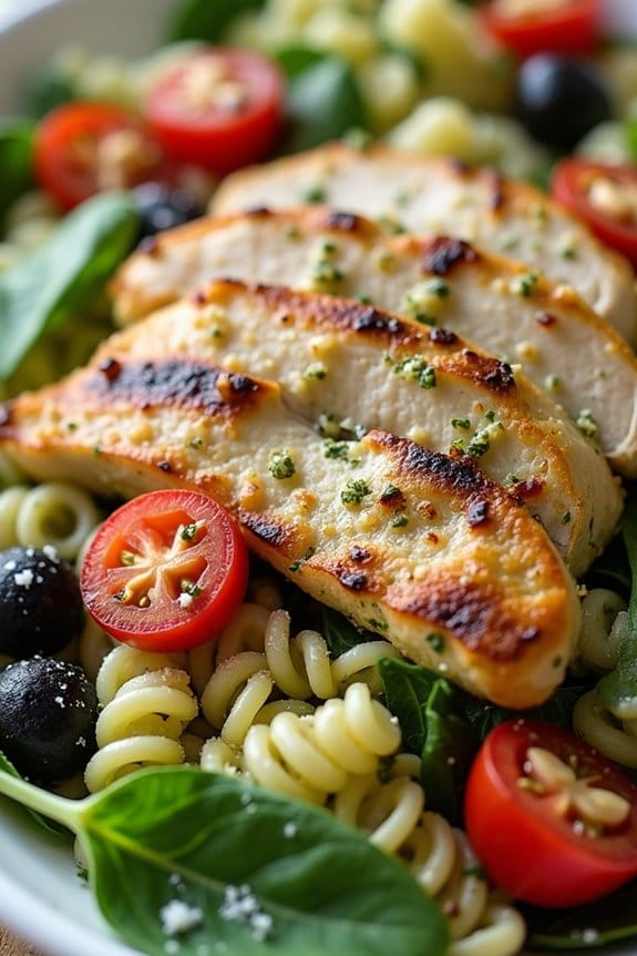 creamy pesto chicken pasta salad