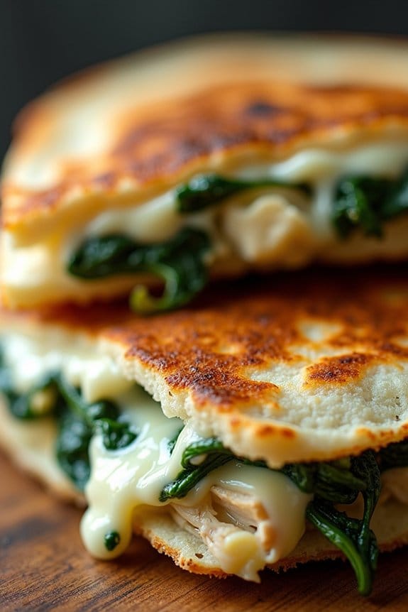creamy spinach artichoke quesadilla
