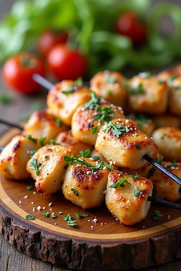 garlic parmesan herb skewers