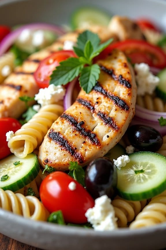 grilled chicken greek pasta salad