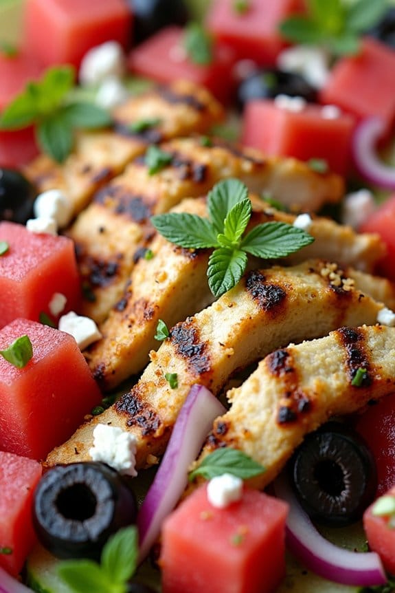 grilled chicken watermelon greek salad