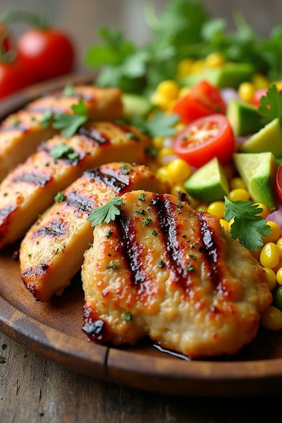grilled chicken with avocado salad