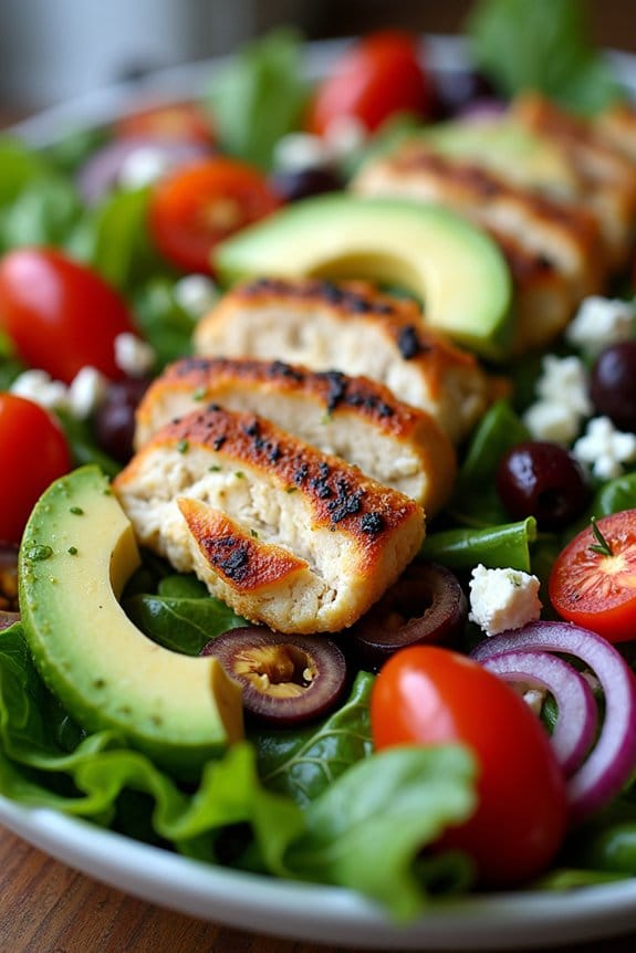 healthy avocado greek chicken salad