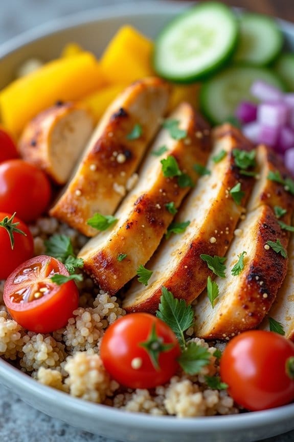 honey mustard chicken quinoa bowl