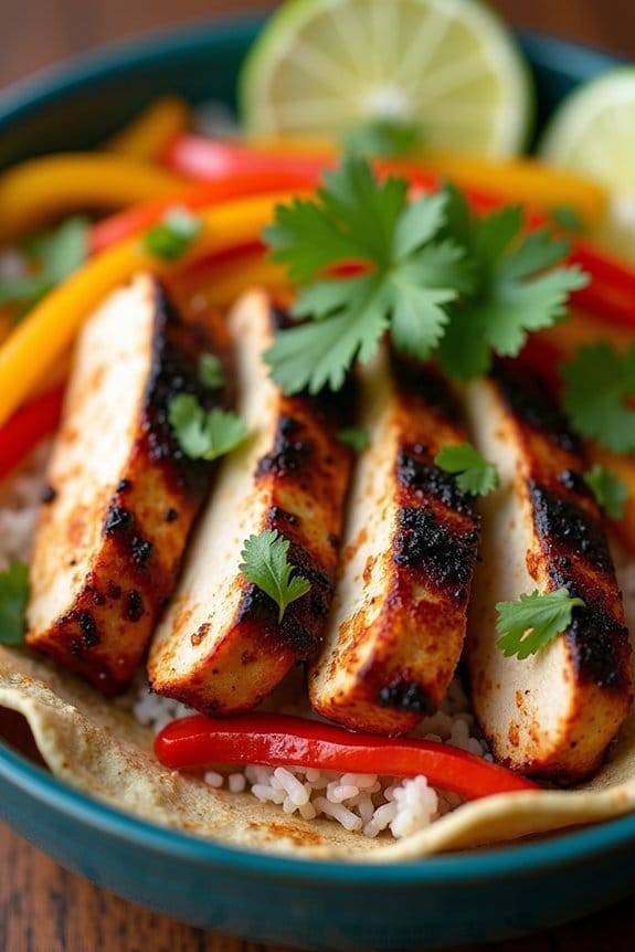 lime cilantro chicken fajita bowl