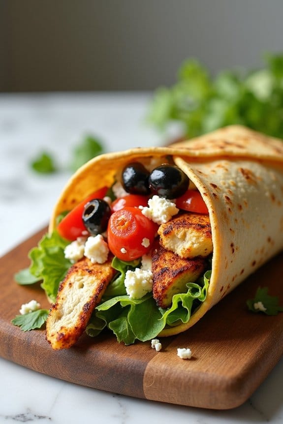 mediterranean chicken hummus wrap