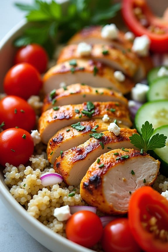 mediterranean chicken quinoa bowl