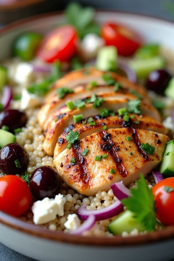mediterranean chicken quinoa bowl