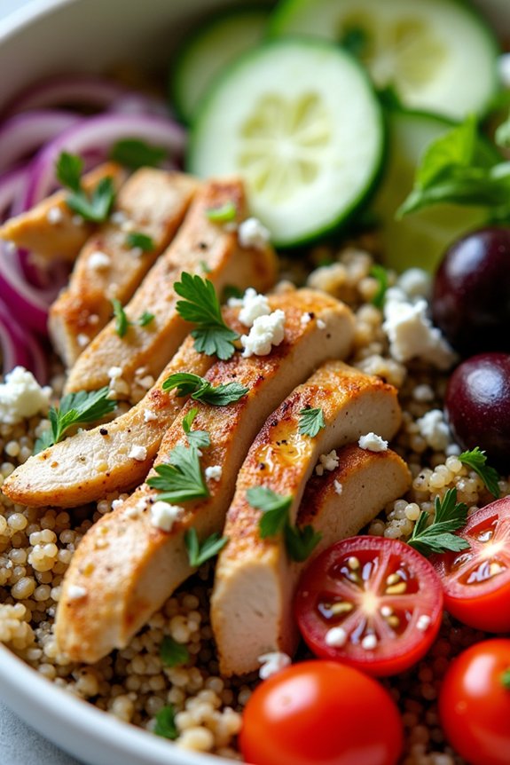 mediterranean chicken quinoa bowl