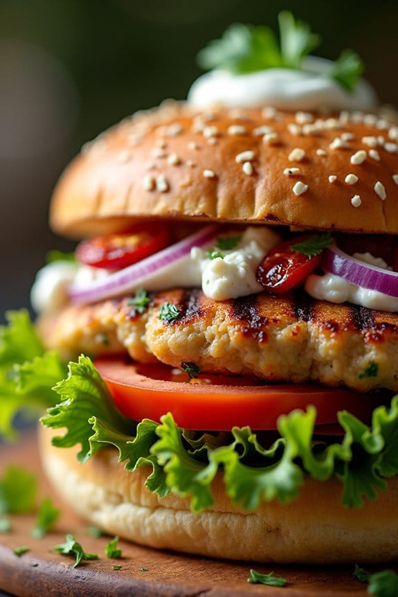 mediterranean feta chicken burger