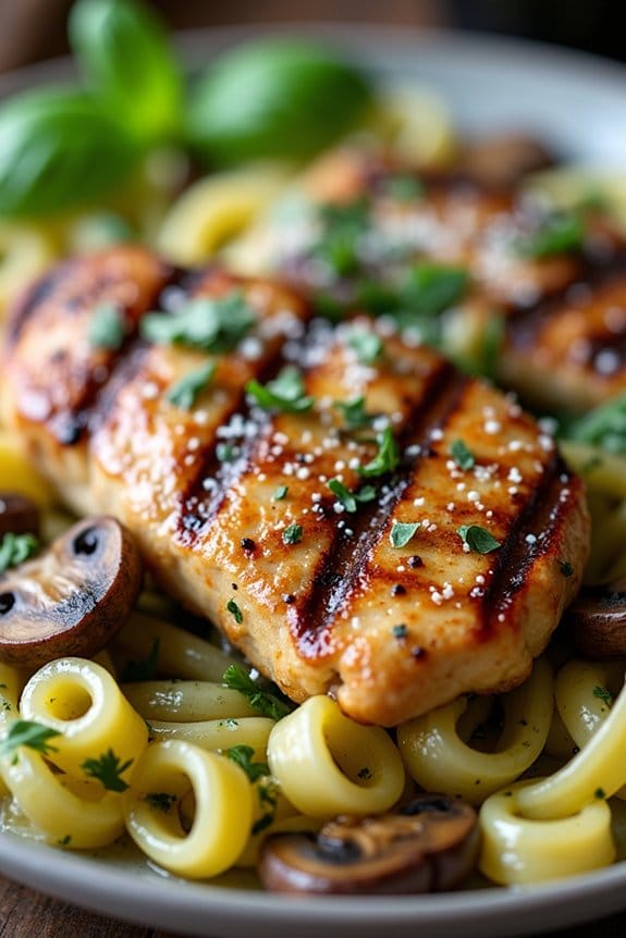 mushroom garlic chicken pasta