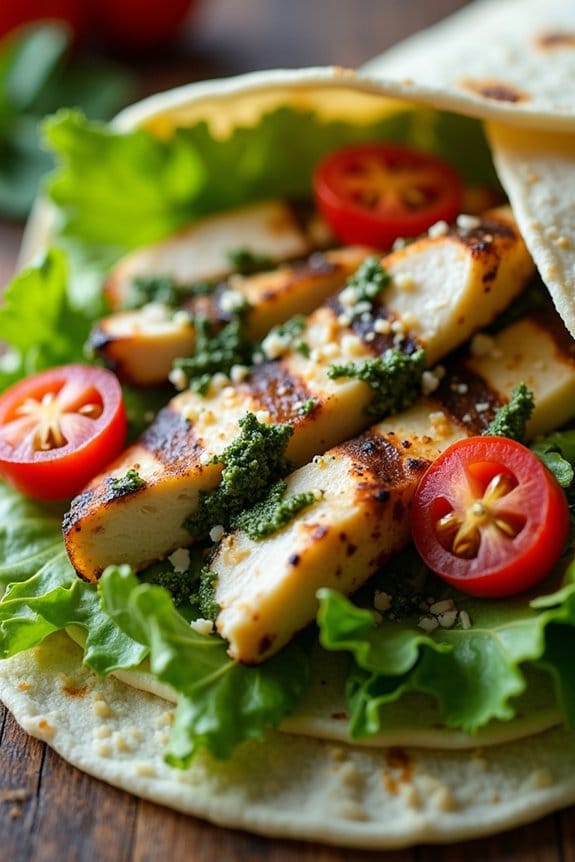pesto chicken caesar wrap