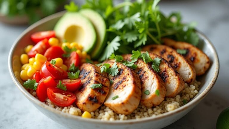 protein rich quinoa chicken bowls