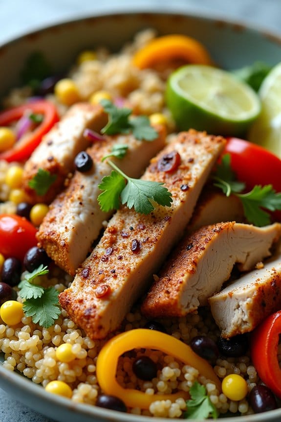 quinoa chicken fajita bowl