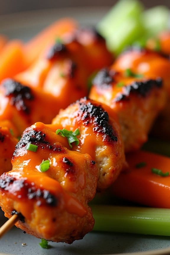 spicy buffalo chicken skewers