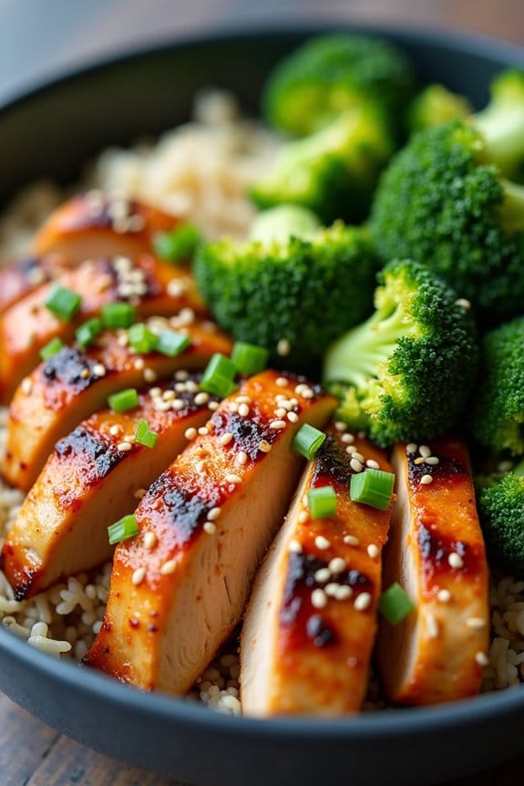 spicy sriracha grilled chicken bowl
