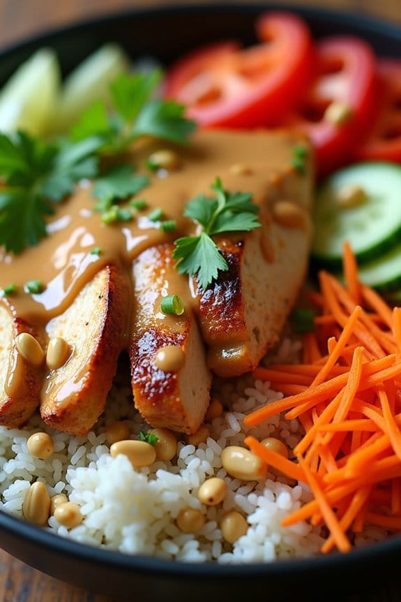 thai peanut chicken bowl
