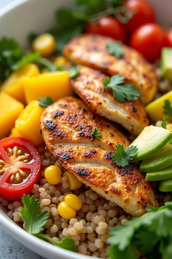 tropical chicken quinoa bowl