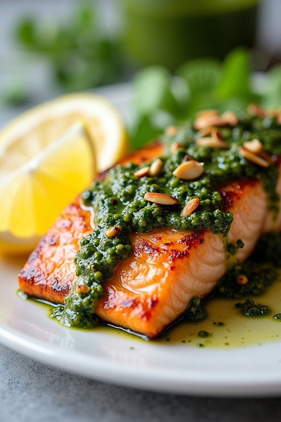 almond pesto chimichurri salmon recipe