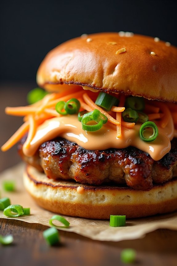 asian ginger pork burger