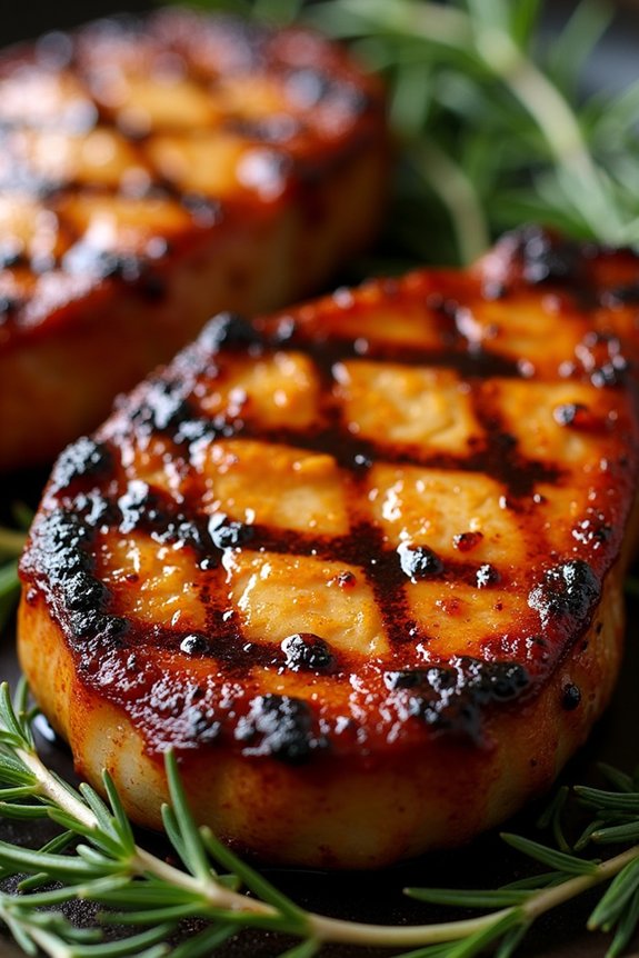bourbon glazed grilled pork chops