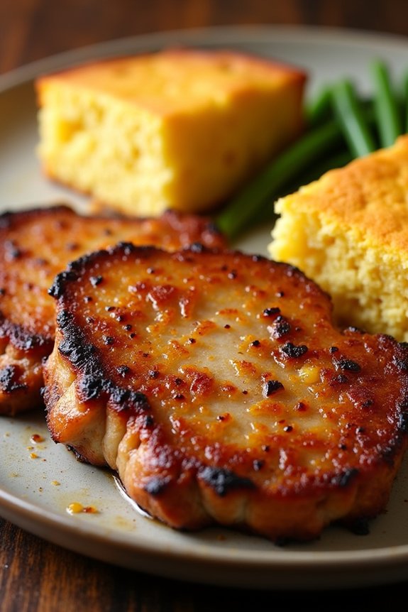 cajun pork chops with cornbread
