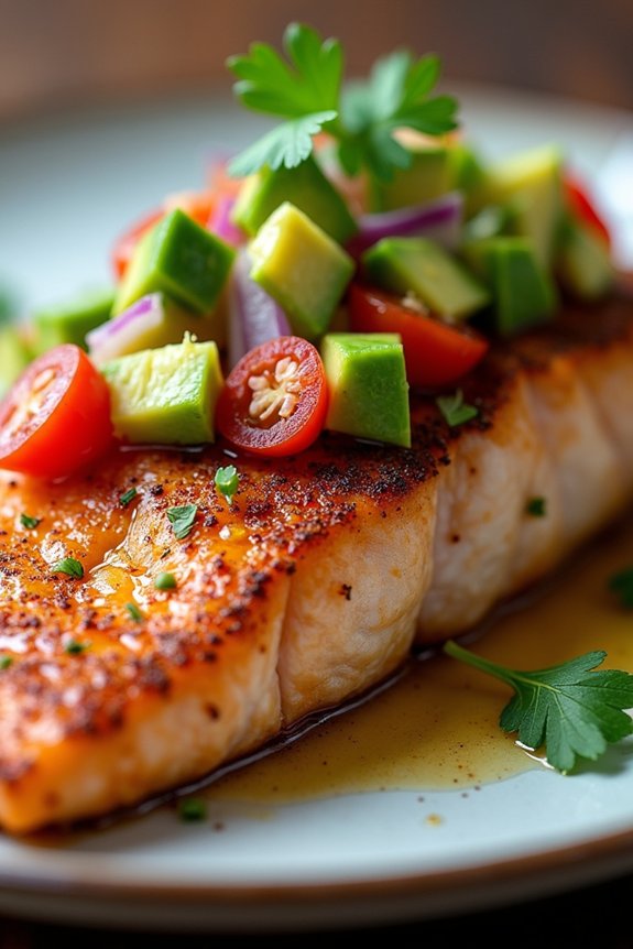 cajun salmon with avocado salsa