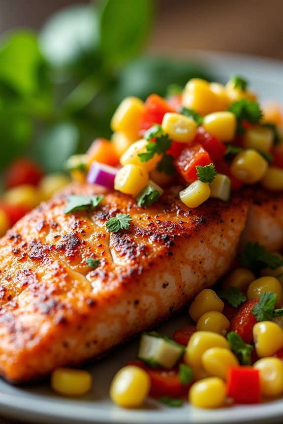 cajun salmon with corn relish