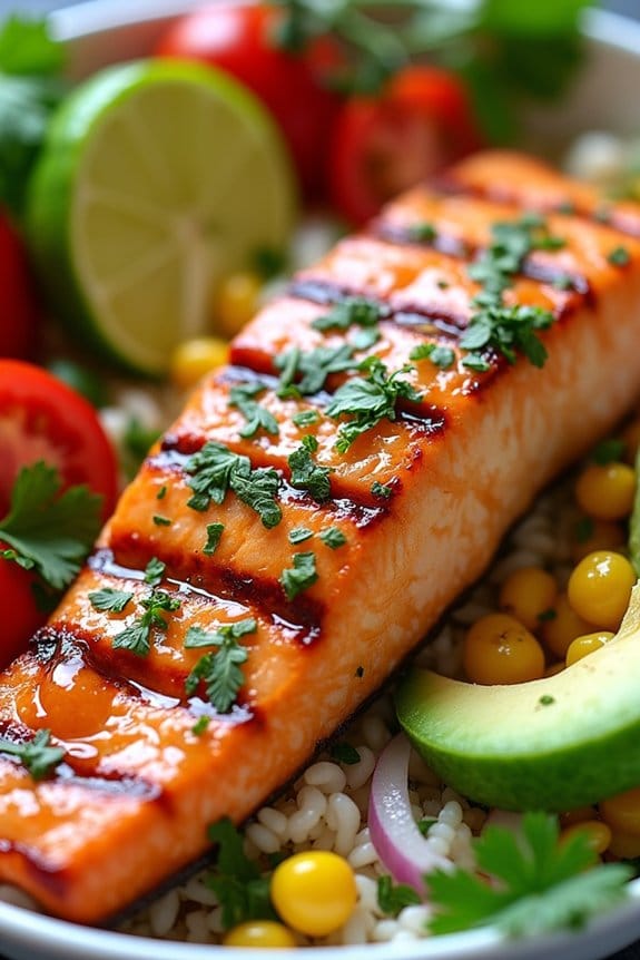 cilantro lime grilled salmon bowl