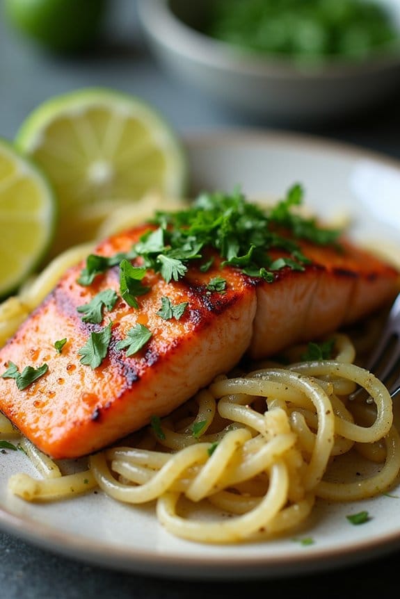 cilantro lime salmon noodles