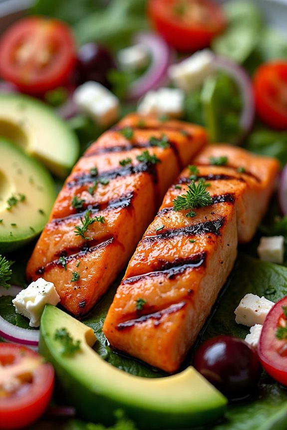 citrus salmon with avocado salad