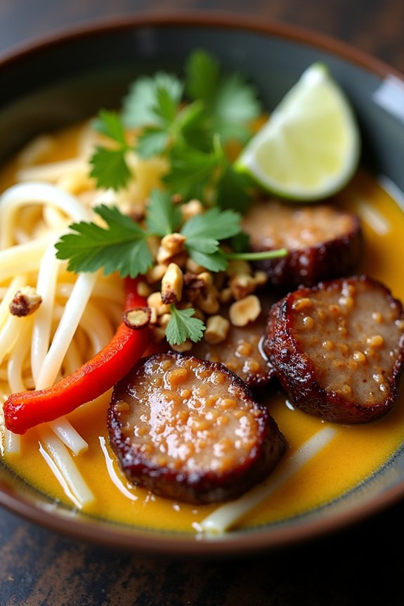 coconut curry pork noodle bowl