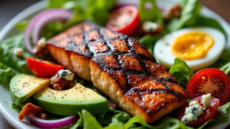 colorful grilled salmon salad