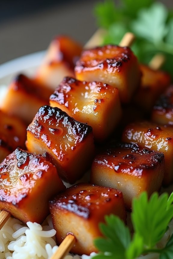 delicious grilled pork skewers