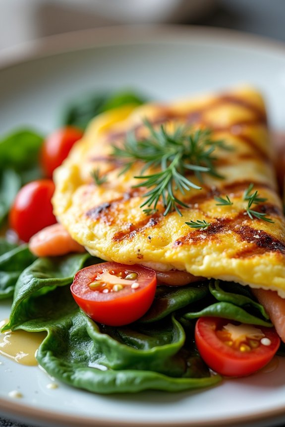 delicious salmon spinach omelette