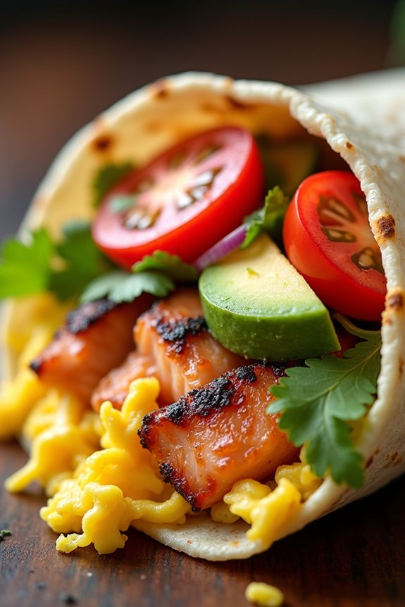 flavorful salmon breakfast burrito