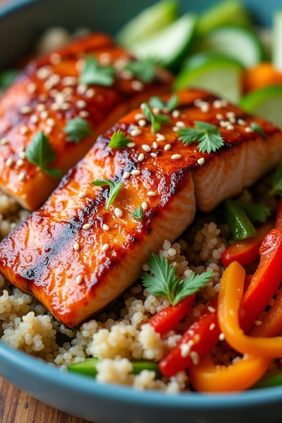 flavorful salmon quinoa bowl