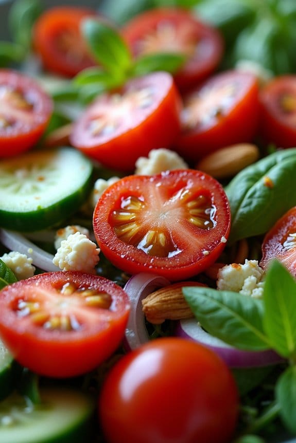 fresh salad complements grilled pork