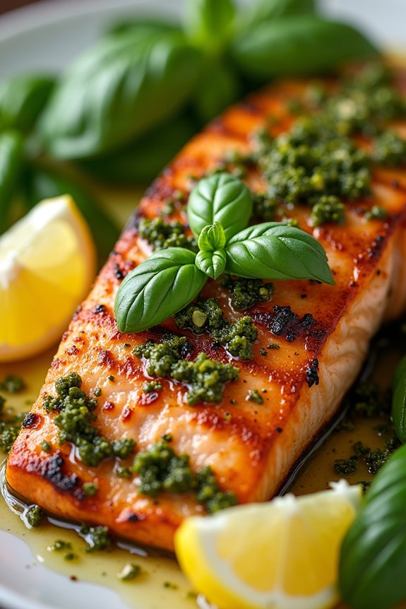 garlic butter pesto salmon