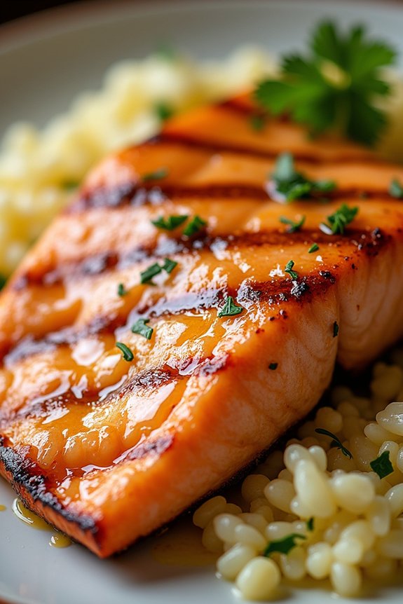 garlic butter salmon and rice