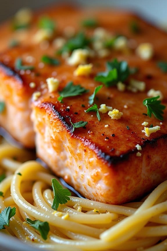 garlic butter salmon pasta