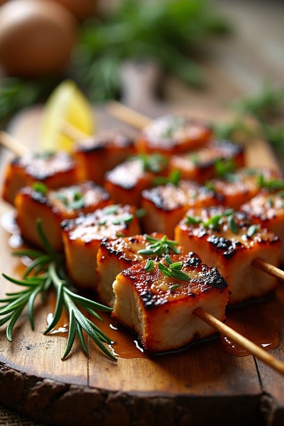 garlic herb pork skewers