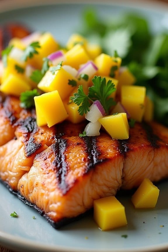 garlic herb salmon with salsa