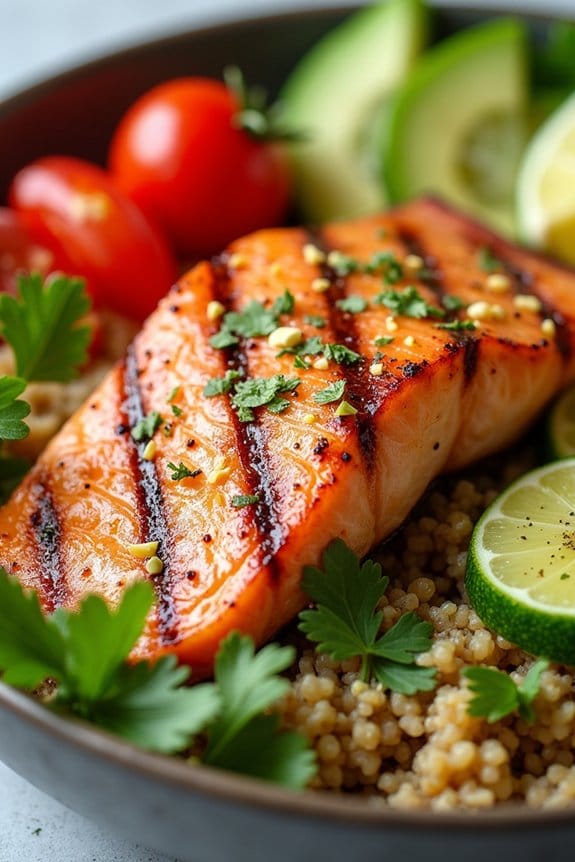 garlic lime grilled salmon bowl