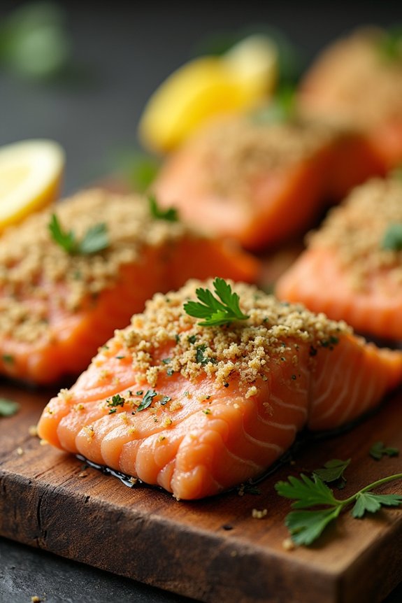 garlic parmesan grilled salmon chunks