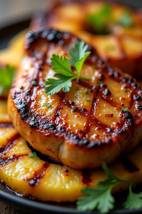 grilled pineapple ginger pork chops
